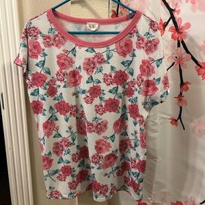 BiBi Pink Floral Short Sleeve Top